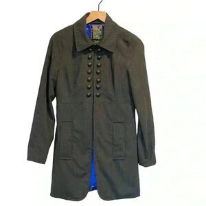 2 OH Threads | 2 Old Hippies | Military Style Jacket,Gray Pinstriped, Size Small